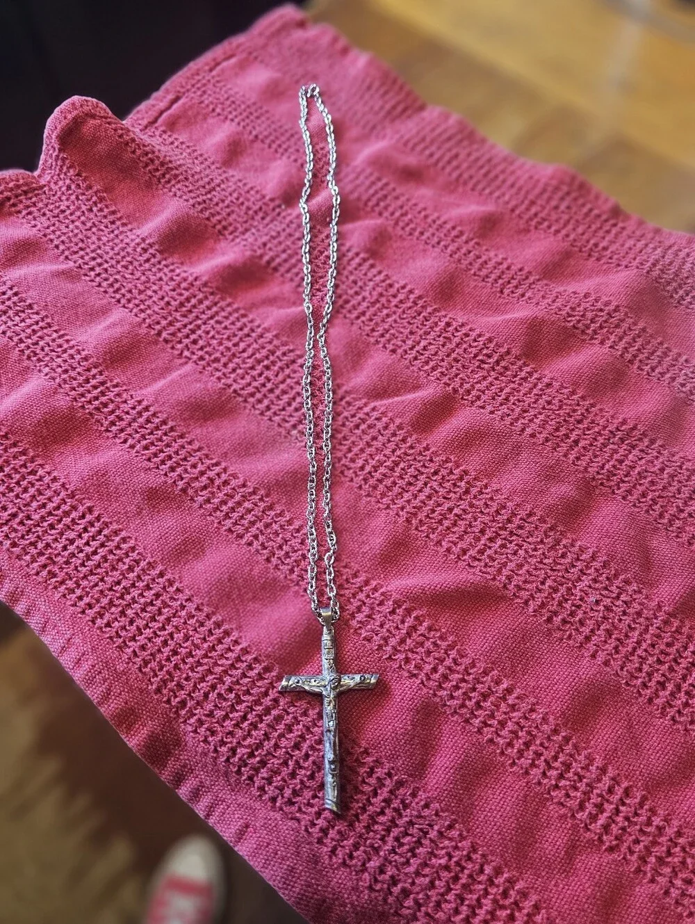 Silver Cross With Silver Necklace